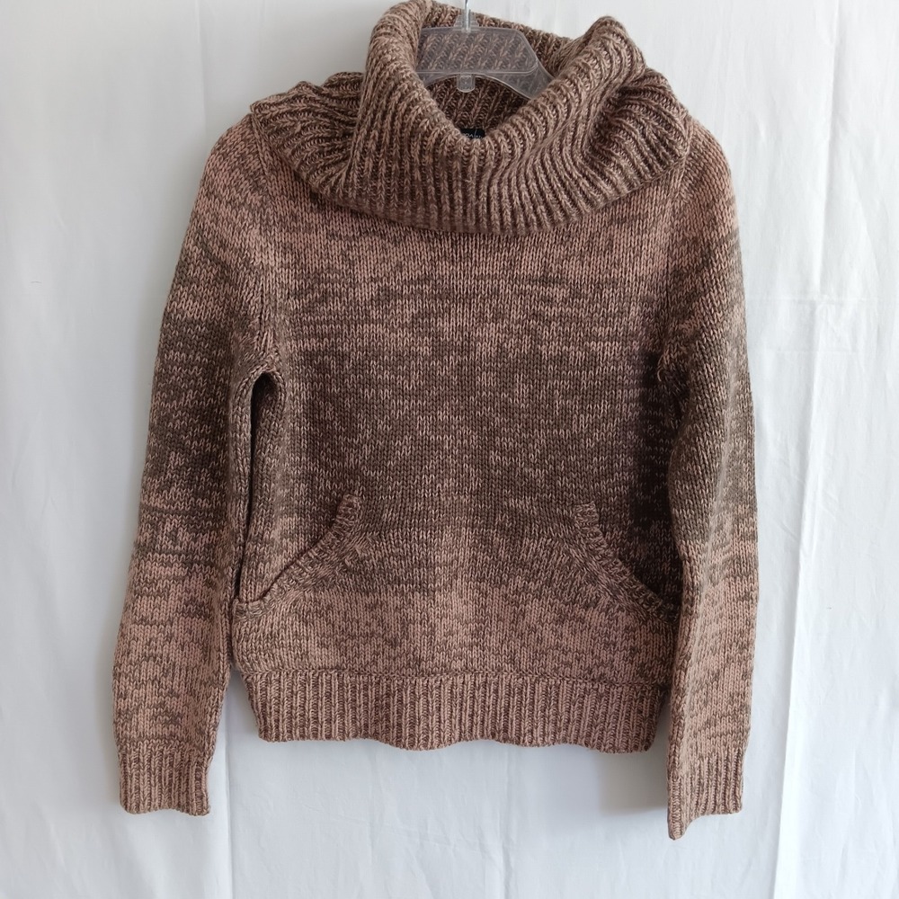 Moda International Sweater Women Medium Brown Chunky Wool Cowl Neck